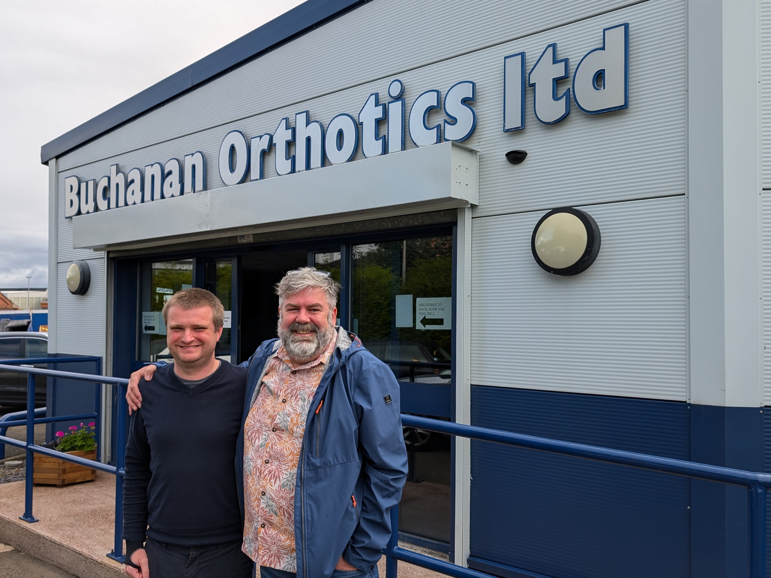 Graham with Turtle Brace Inverentor Serge outside buchanan orthotics